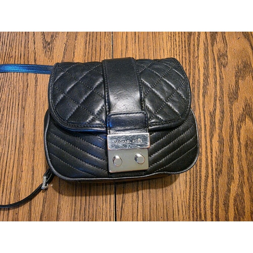 Michael Kors Sloan Small Top Handle Satchel Leather/Chain Crossbody Black